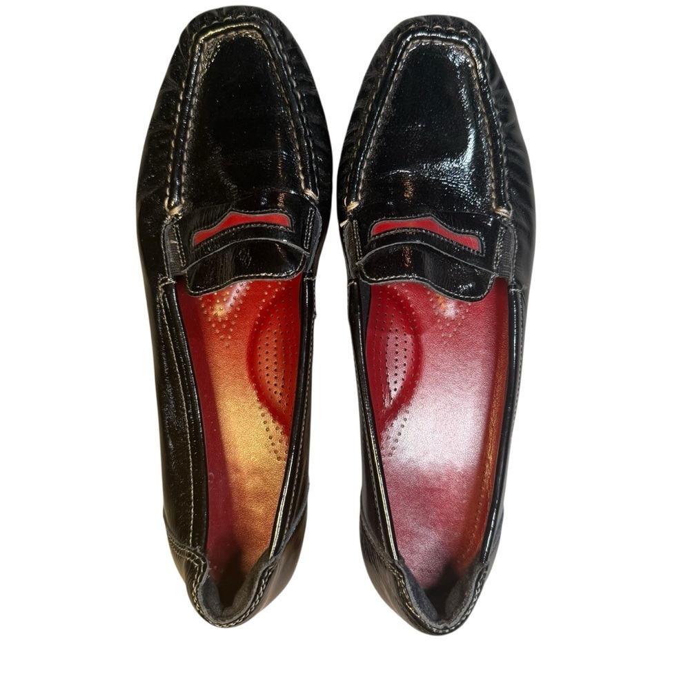 SAS 8.5N Black Patent Leather Penny Loafer Red Sole Comfort Shoes Professional